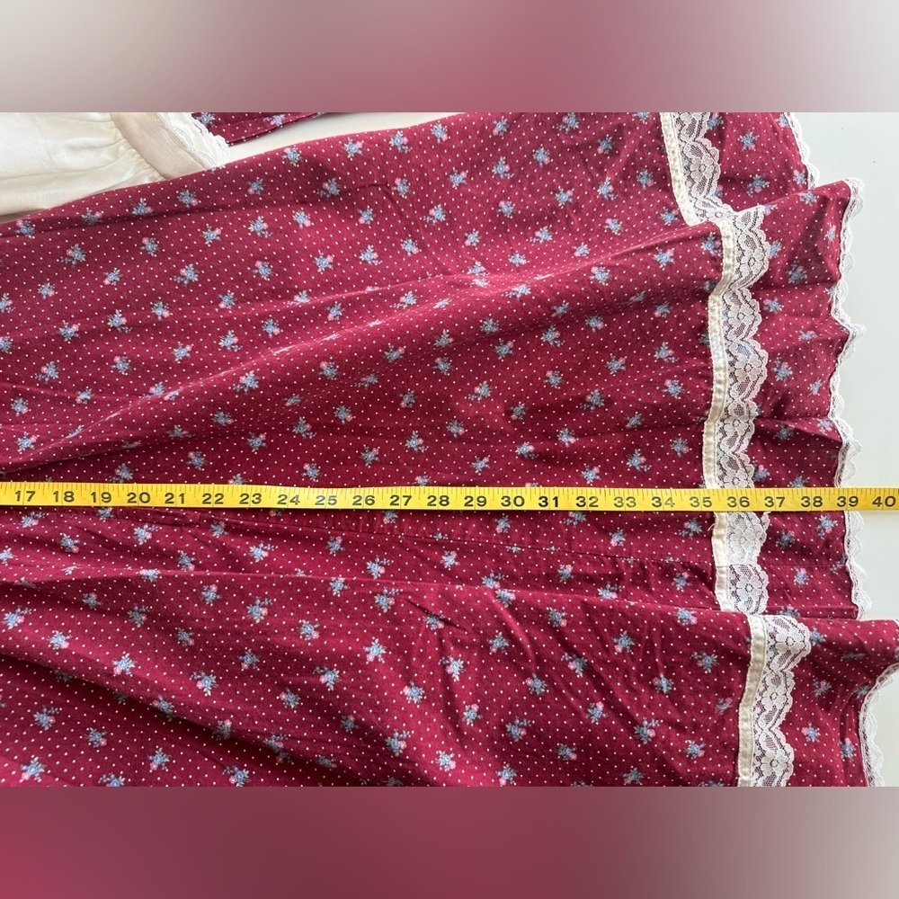 Vintage 70s 80s GUNNE SAX Red Floral Maxi Peasant Prairie Cottage Core Dress - Picture 15 of 15